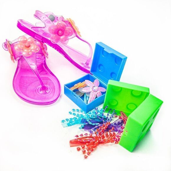 Oshkosh Pink Floral Jelly Sandals Plus Bunches of Barettes Sz 9 - Picture 7 of 11